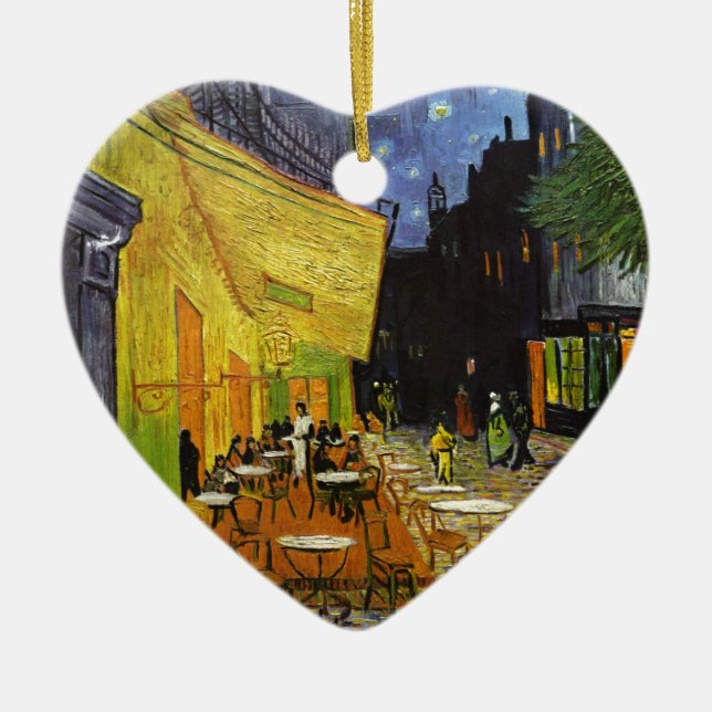 Cafe Terrace at Night Van Gogh Ceramic Tree Decoration (Front)