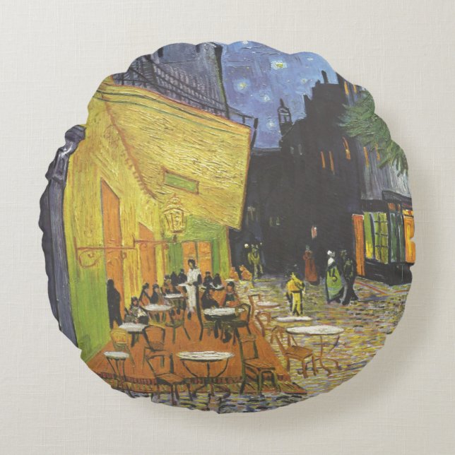 Cafe Terrace at Night Van Gogh Round Cushion (Front)