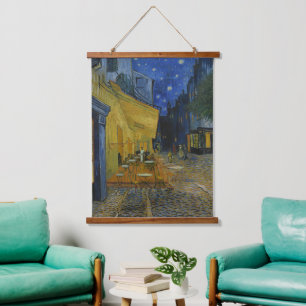 Café Terrace at Night   Vintage French Café Hanging Tapestry