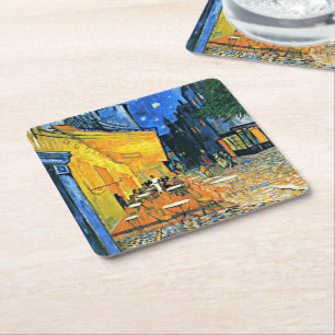 Cafe Terrace by Vincent van Gogh, Square Paper Coaster