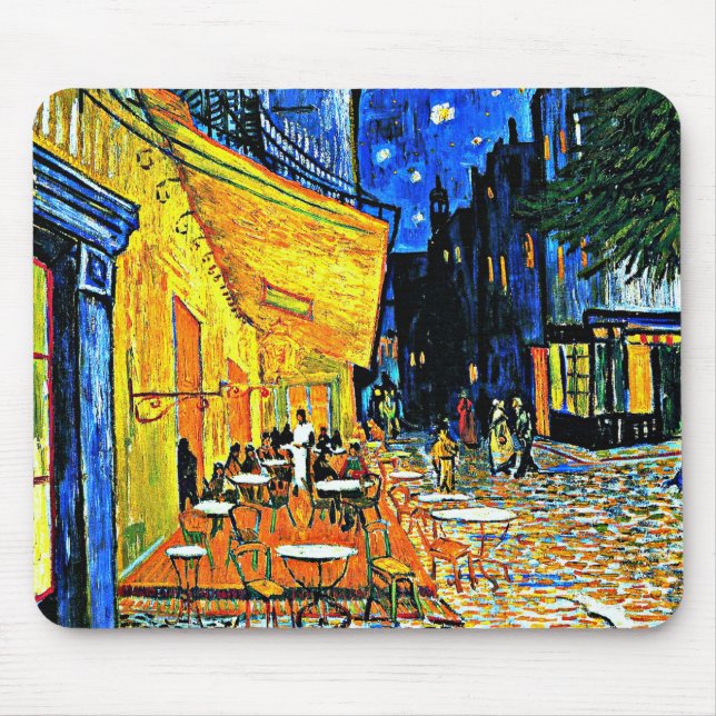 Cafe Terrace, famous painting by Vincent van Gogh Mouse Mat (Front)