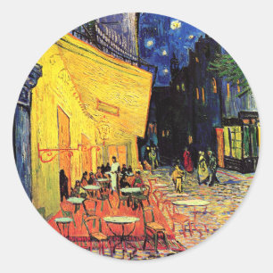 Café Terrace on the Place du Forum, Arles at Nigh Classic Round Sticker