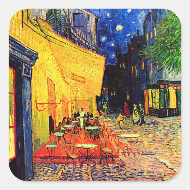 Cafe Terrace Place du Forum Van Gogh Fine Art Square Sticker (Front)