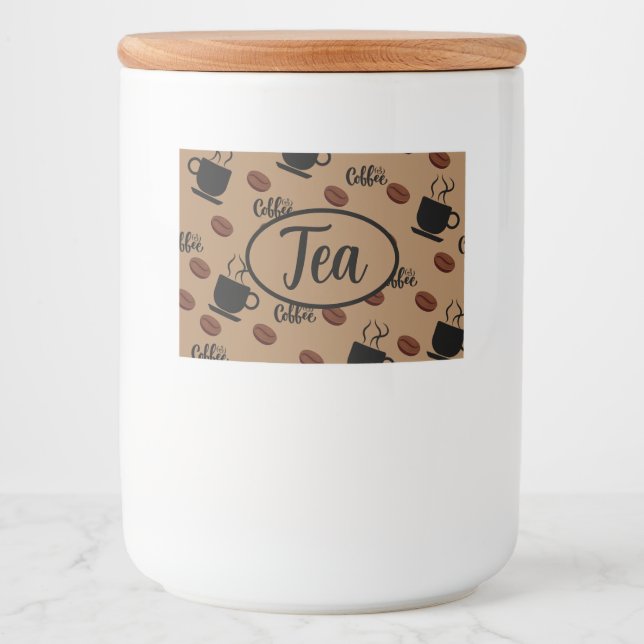 Cafe Themed Coffee Kitchen Canister for Tea Label (Front)