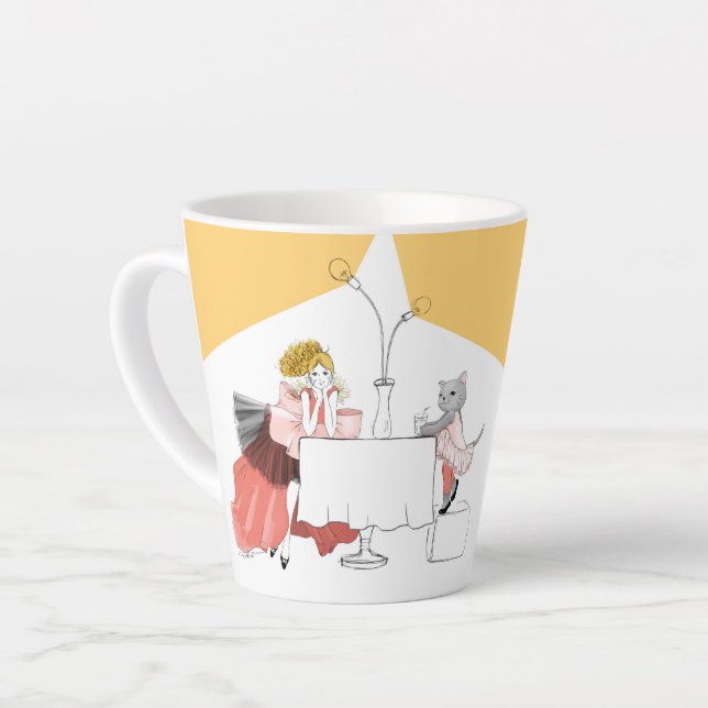 Cafe Time with Cats Latte Mug (Left Angle)