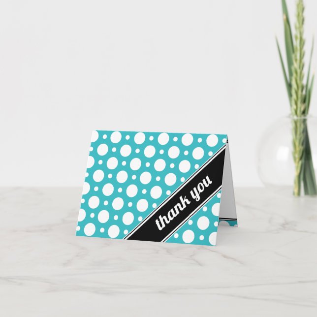 Cafe Turquoise Assorted Polka Dot Thank You Card (Front)