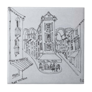 Cafe Van Gogh, Place Voltaire, Arles, France Tile