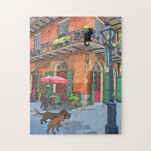 Cafe with cat and dachshunds jigsaw puzzle (Vertical)