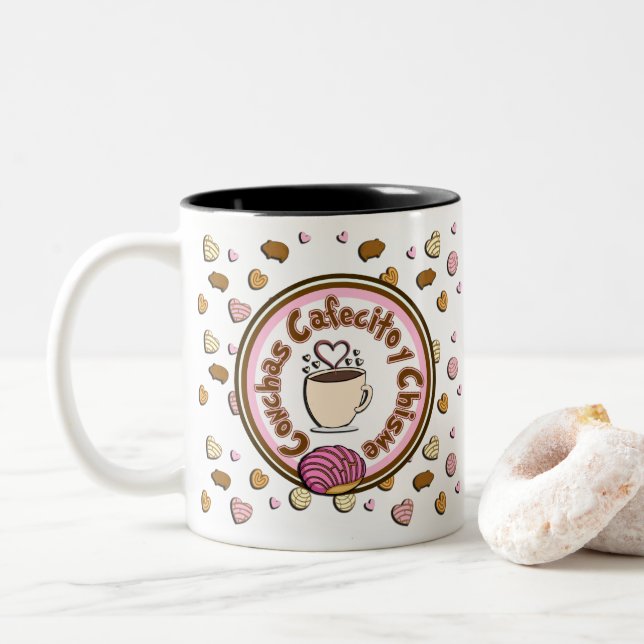 Cafecito and Chisme Mexican style Mug (With Donut)