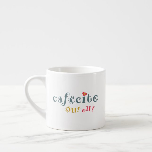 Cafecito | Festive Morning Cuban Coffee Espresso Cup (Left)