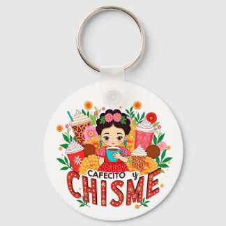 “Cafecito y Chisme” Latina Coffee Lover Key Ring