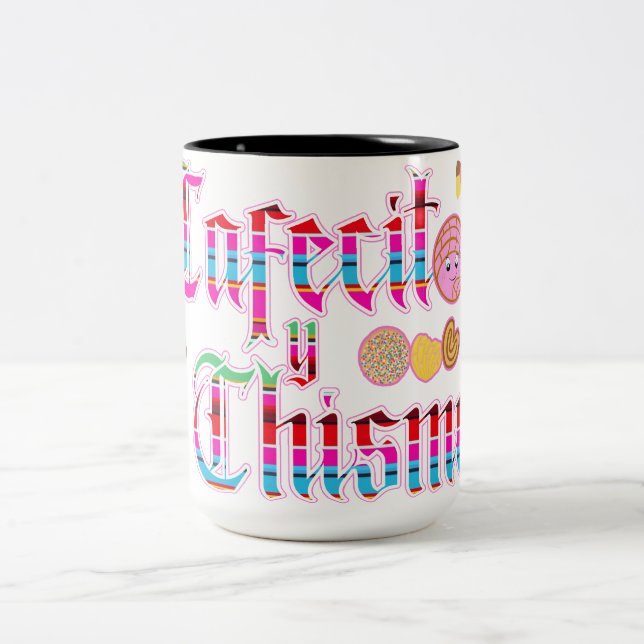 Cafecito y Chisme pan dulce  Two-Tone Coffee Mug (Center)