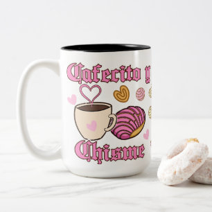 Cafecito y Chisme pan dulce  Two-Tone Coffee Mug