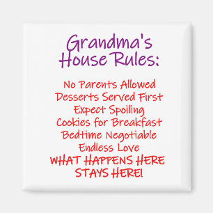Cafepress grandma's house rules magnet