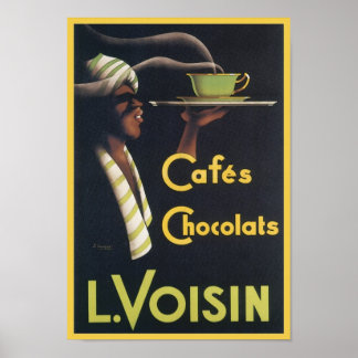 Cafes Chocolats L. Voisin Vintage Ad Poster