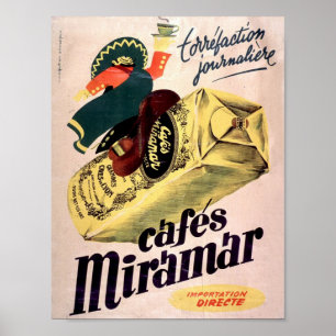 Cafes Miramar French Advertising Poster