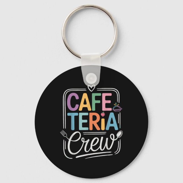 Cafeteria Crew Colourful Letters With Kitchen Icon Key Ring (Front)