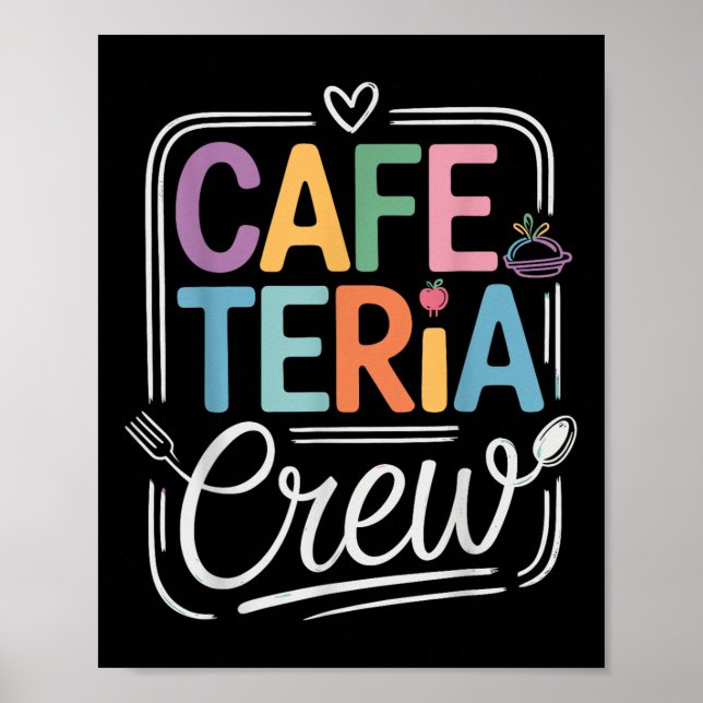Cafeteria Crew Colourful Letters With Kitchen Icon Poster (Front)