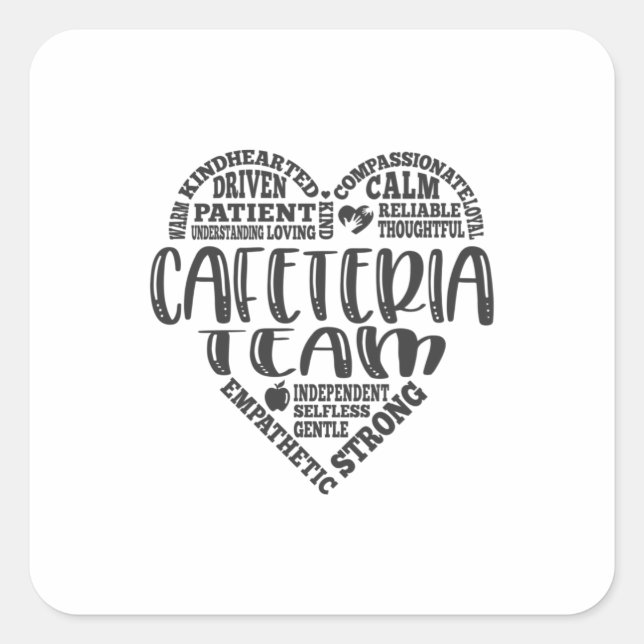 Cafeteria team, lunch lady worker square sticker (Front)