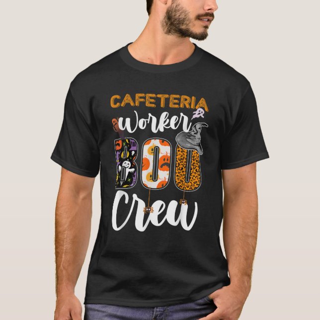 Cafeteria Worker Boo Crew Ghost Funny Halloween Ma T-Shirt (Front)