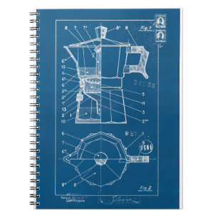 cafetiere moka bialetti blueprint plan notebook