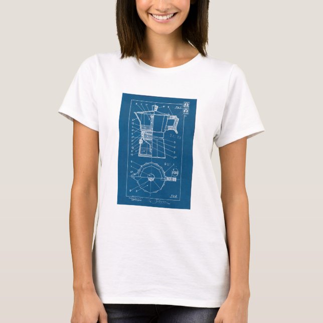 cafetiere moka bialetti blueprint plan T-Shirt (Front)