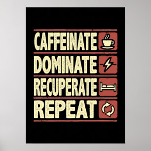 Caffeinate, Dominate, Recuperate, Repeat – Success Poster