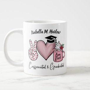 Caffeinated and Graduated Name Large Coffee Mug