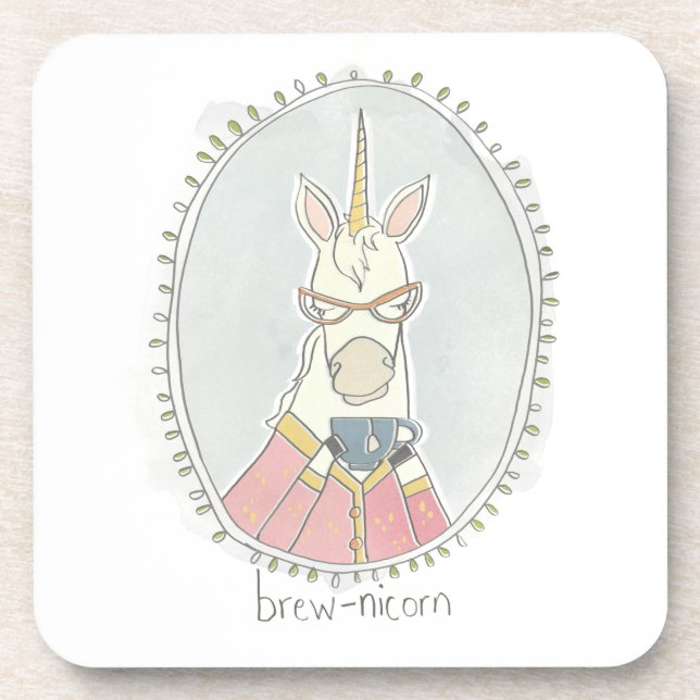 Caffeinated Cutie | Brew Unicorn Coaster (Front)