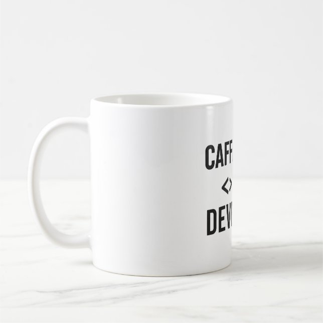 Caffeinated Developer – Coding Coffee Design Mug (Left)