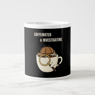 Caffeinated & Investigating | Cozy Mystery Coffee Large Coffee Mug