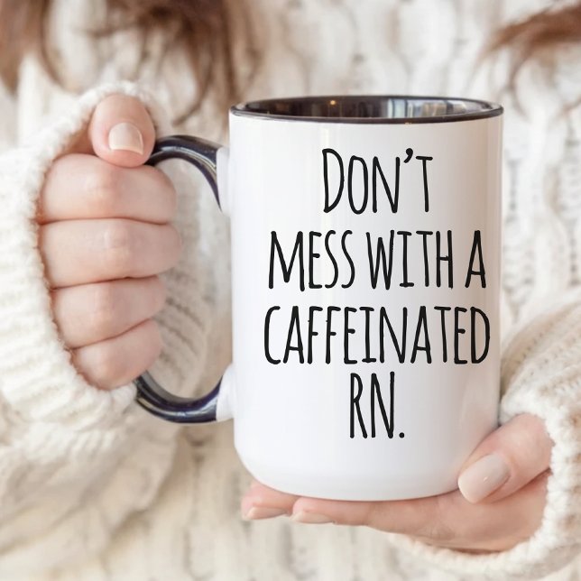 Caffeinated RN Coffee Mug, Funny Nurse Mug for Her (Caffeinated RN Mug — Funny Nurse appreciation Mug Gift for Coworkers, Medical Students & RNs)