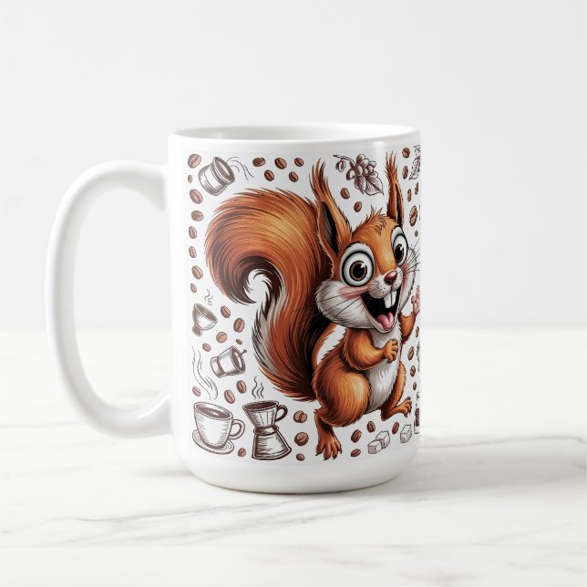 Caffeinated Squirrel | Funny Coffee Lover Animal Mug (Left)