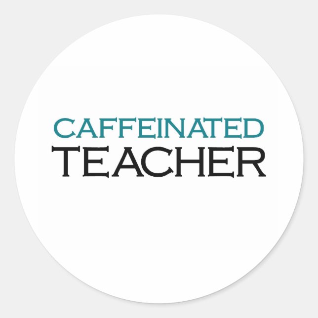 Caffeinated Teacher (blue jolt) Classic Round Sticker (Front)