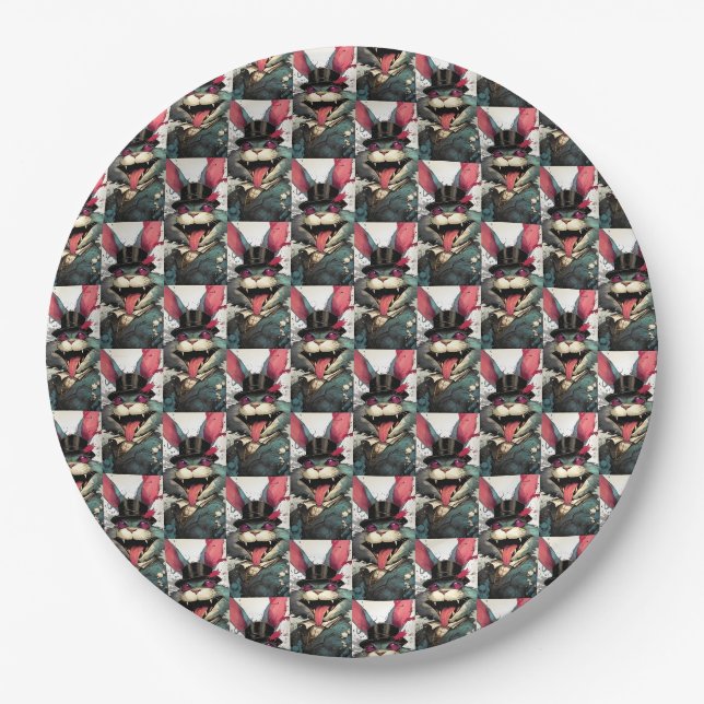 Caffeinated Top Hat Rabbit Magical Society Paper Plate (Front)