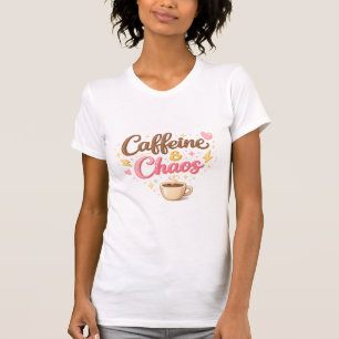 Caffeine and Chaos Cute Coffee Graphic T-Sh T-Shirt