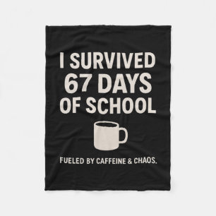 Caffeine And Chaos Funny Teacher Student 6-7 Meme Fleece Blanket
