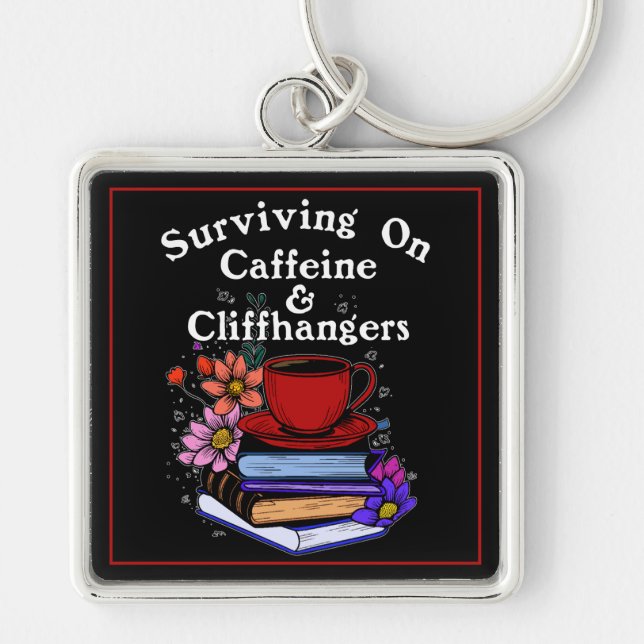 Caffeine And Cliffhangers Colourful Key Ring (Front)