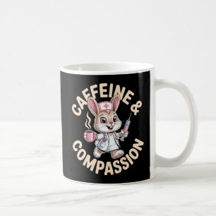 Caffeine and Compassion Cute Bunny Nurse Coffee Mug