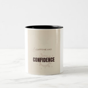 Caffeine And Confidence Motivational Coffee Lover Two-Tone Coffee Mug