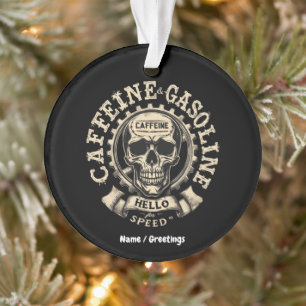 Caffeine and Gasoline Say Hello to Speed Sticker Ornament