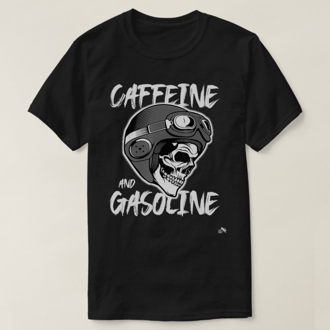 Caffeine and Gasoline - Skull Helmet - Racing T-Shirt (Design Front)