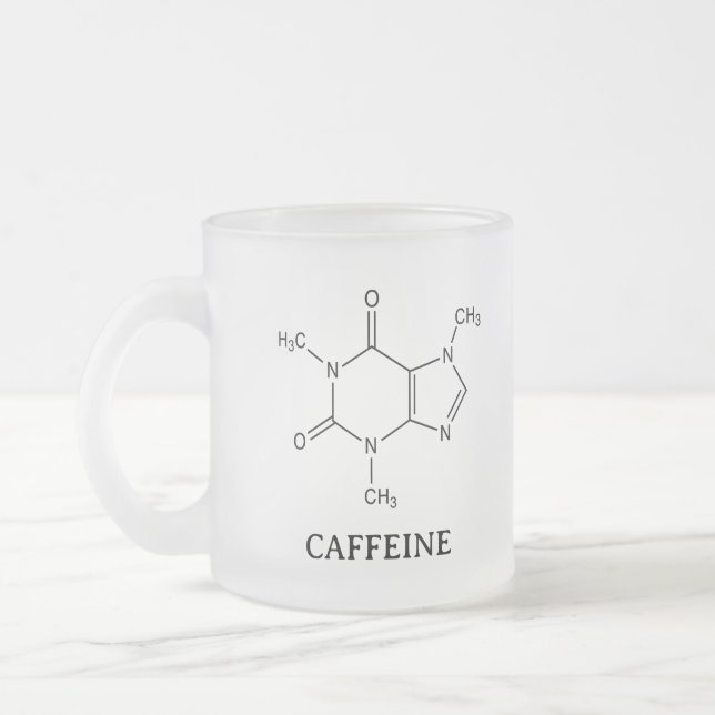 Caffeine Beaker Mug, Chemistry Caffeine Molecule  Frosted Glass Coffee Mug (Left)