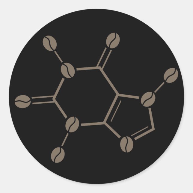 caffeine beans molecule classic round sticker (Front)