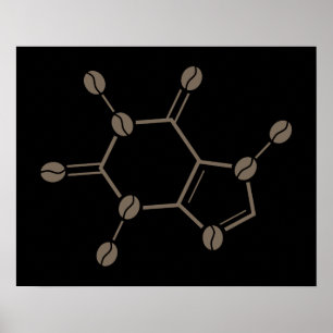 caffeine beans molecule poster