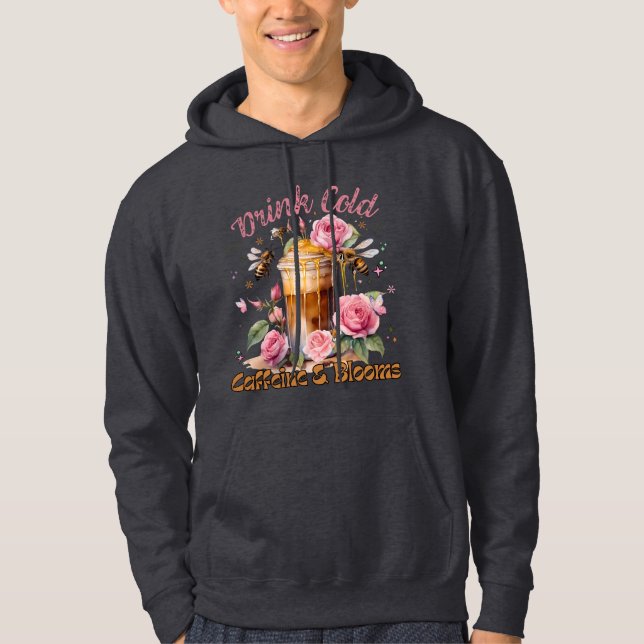 Caffeine & Blooms: Iced Coffee Delight Hoodie (Front)