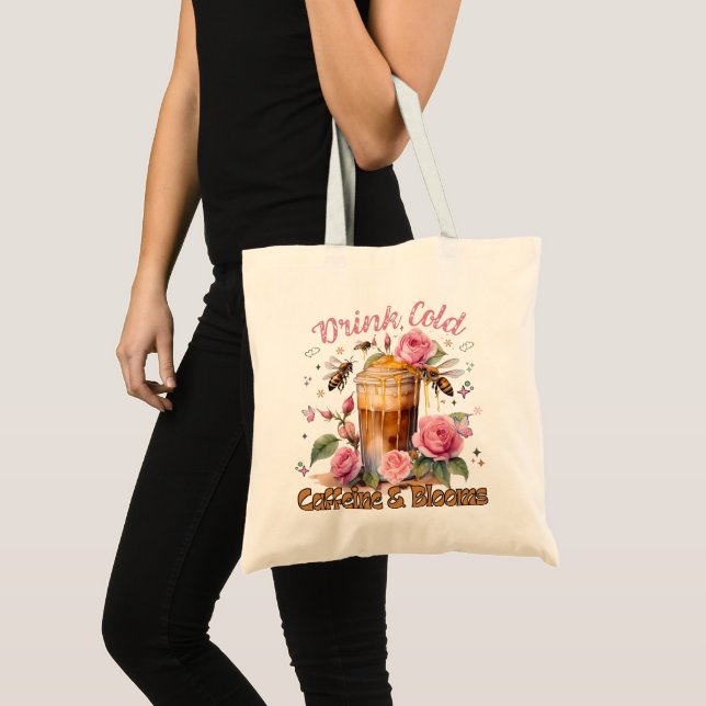 Caffeine & Blooms: Iced Coffee Delight Tote Bag (Front (Product))