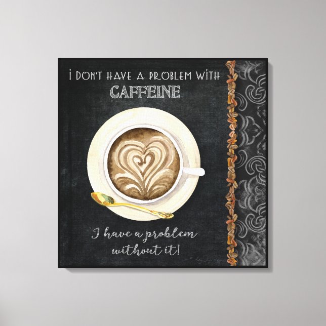 Caffeine Cappuccino Heart Art Coffee Shop Art Canvas Print (Front)