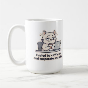 Caffeine Cat Funny Office Burnout Mug