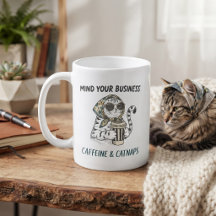 Caffeine & Catnaps Vintage Cat Coffee Lover